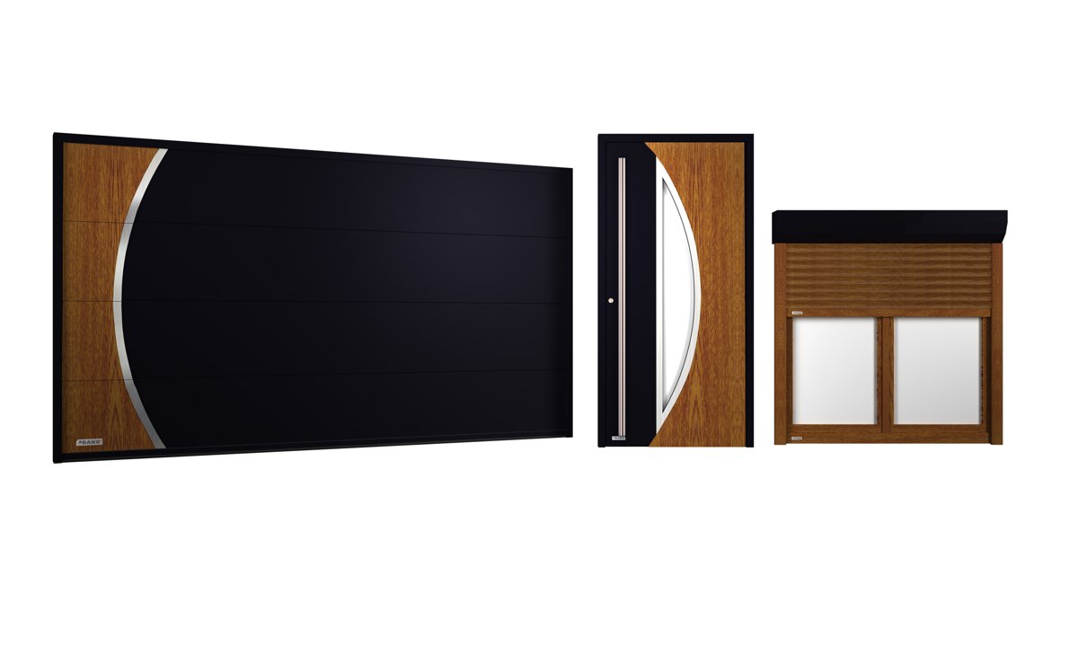 Lilla set: black garage door, front door and shutter window